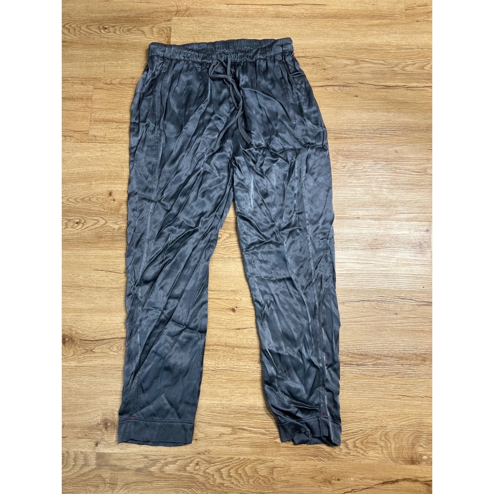Xirena Womens Gray Satin Drawstring Jogger Pants Size Medium Loungewear Luxe
